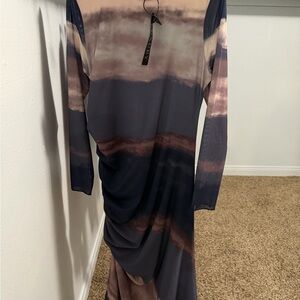 Chic Long Sleeve Tie-Dye Dress